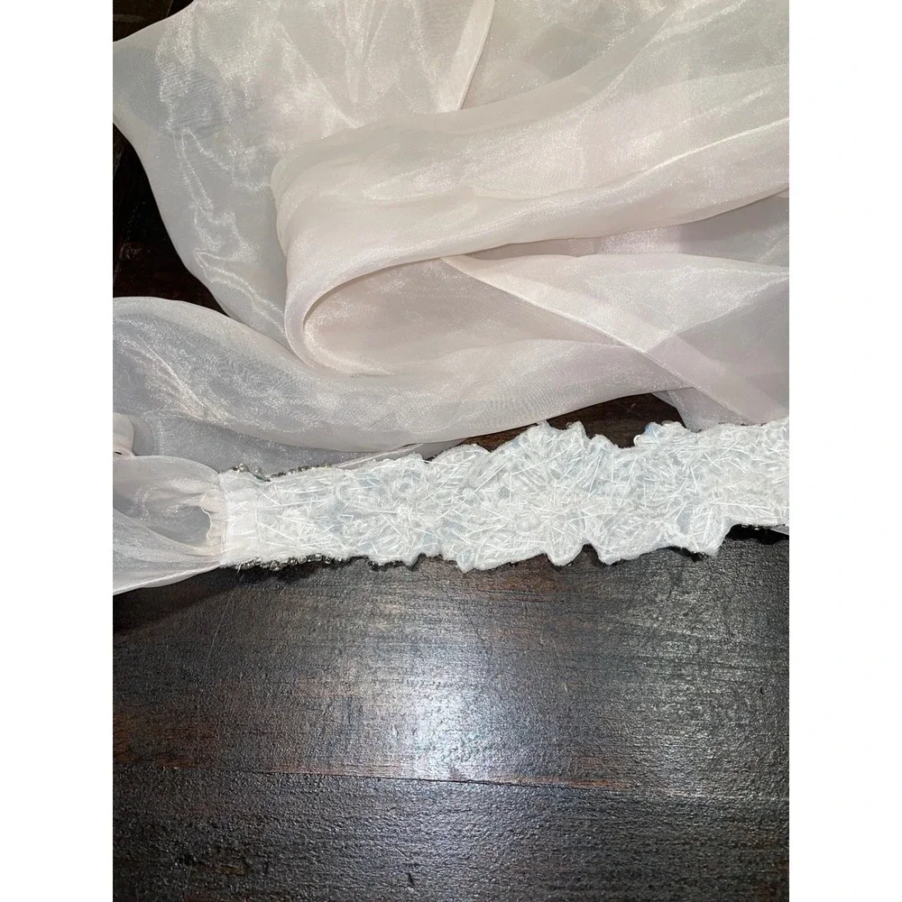 Allure Bridals Rhinestone Pearls Embellished Wedding Dress Sash Belt Champagne L